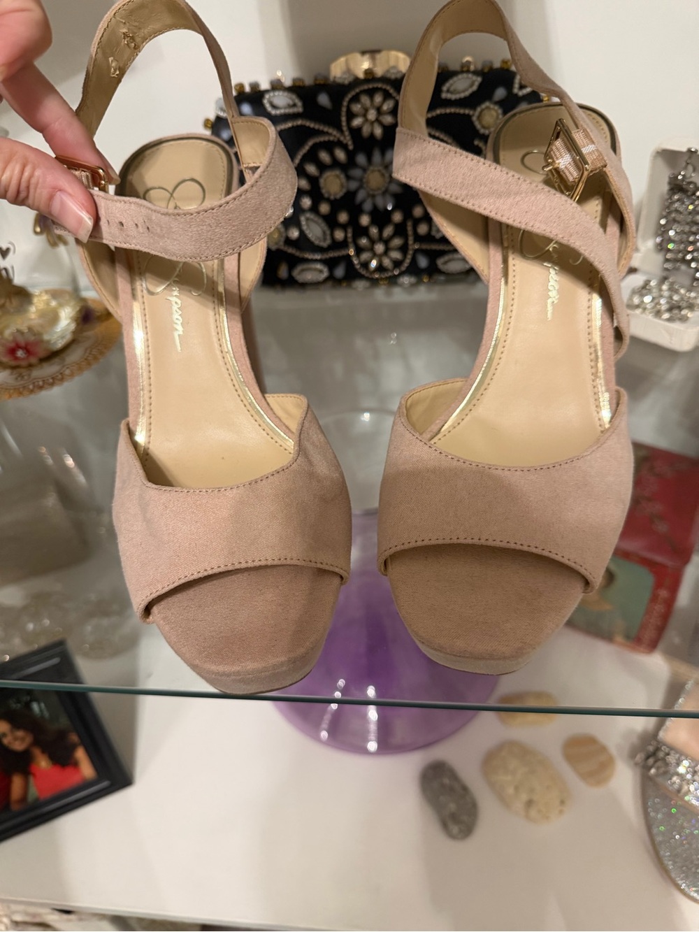 Jessica Simpson Blush Suede Platform Sandals